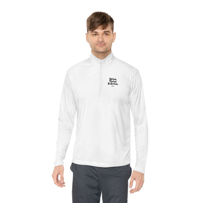 Gear Up for Greatness: "Strive, Thrive, Arrive" Unisex Quarter-Zip Pullover