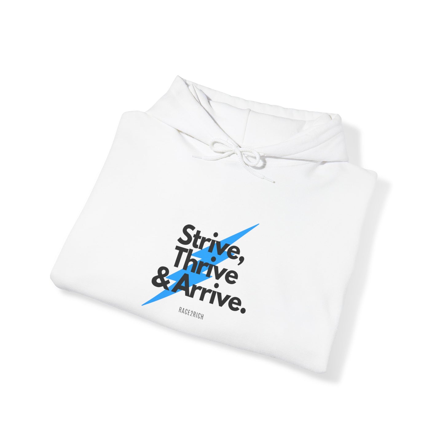 Unleash Your Inner Super Saiyan with the "Strive. Thrive. Arrive." Heavy Weight Hoodie!